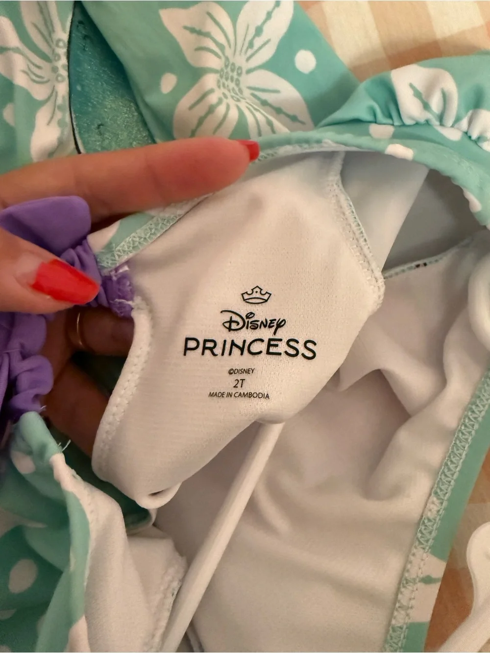 Disney Princess Teal & White Floral Girls' Swim One-Piece Ariel Little Mermaid